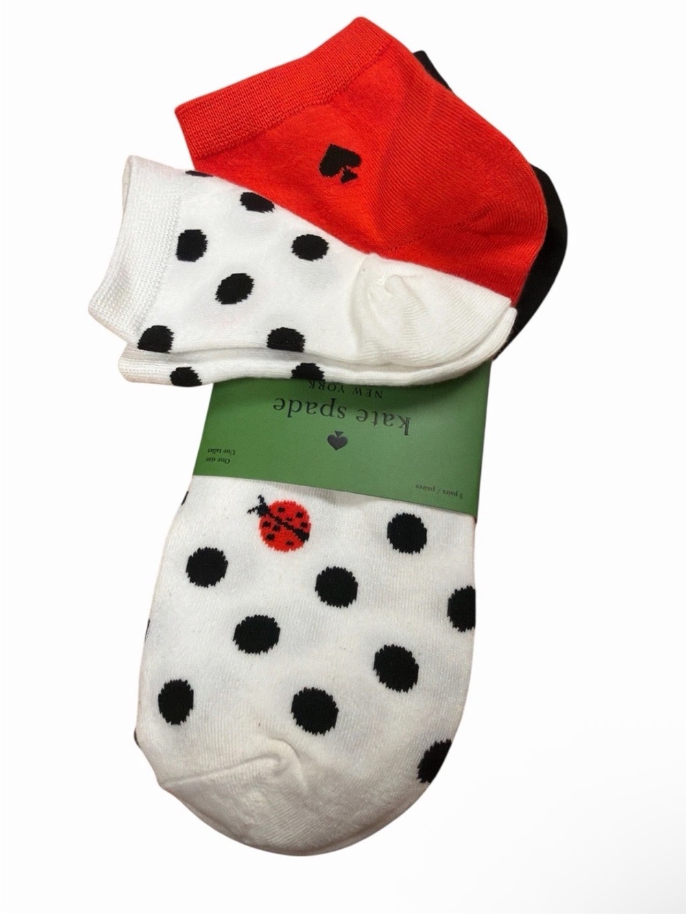 Kate Spade Ladybug & Polka Dot Quarter Socks – 3 Pk - Picture 4 of 4